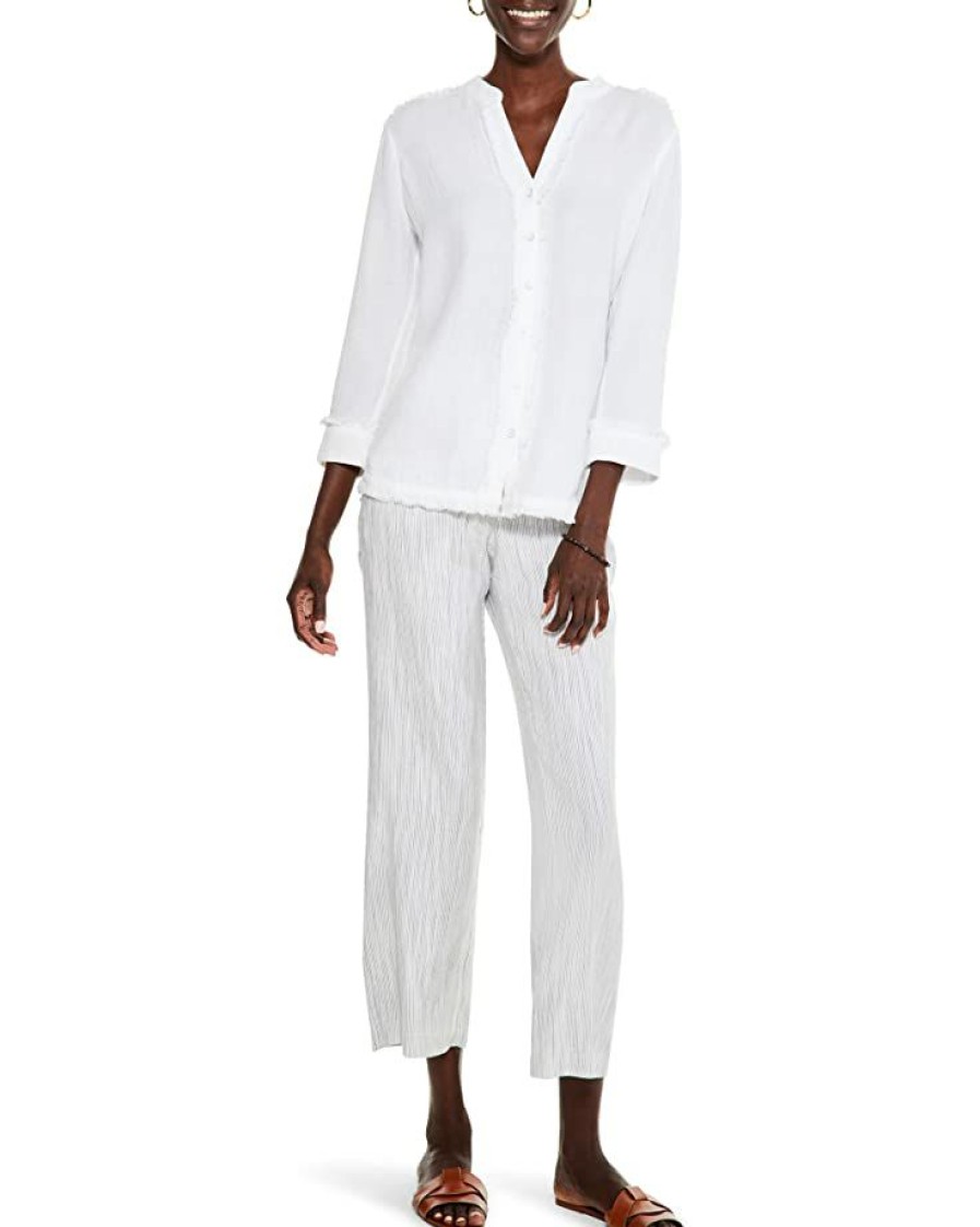 Clothing * | Nic+Zoe Shirts & Tops Shoreline Gauze Top Paper White