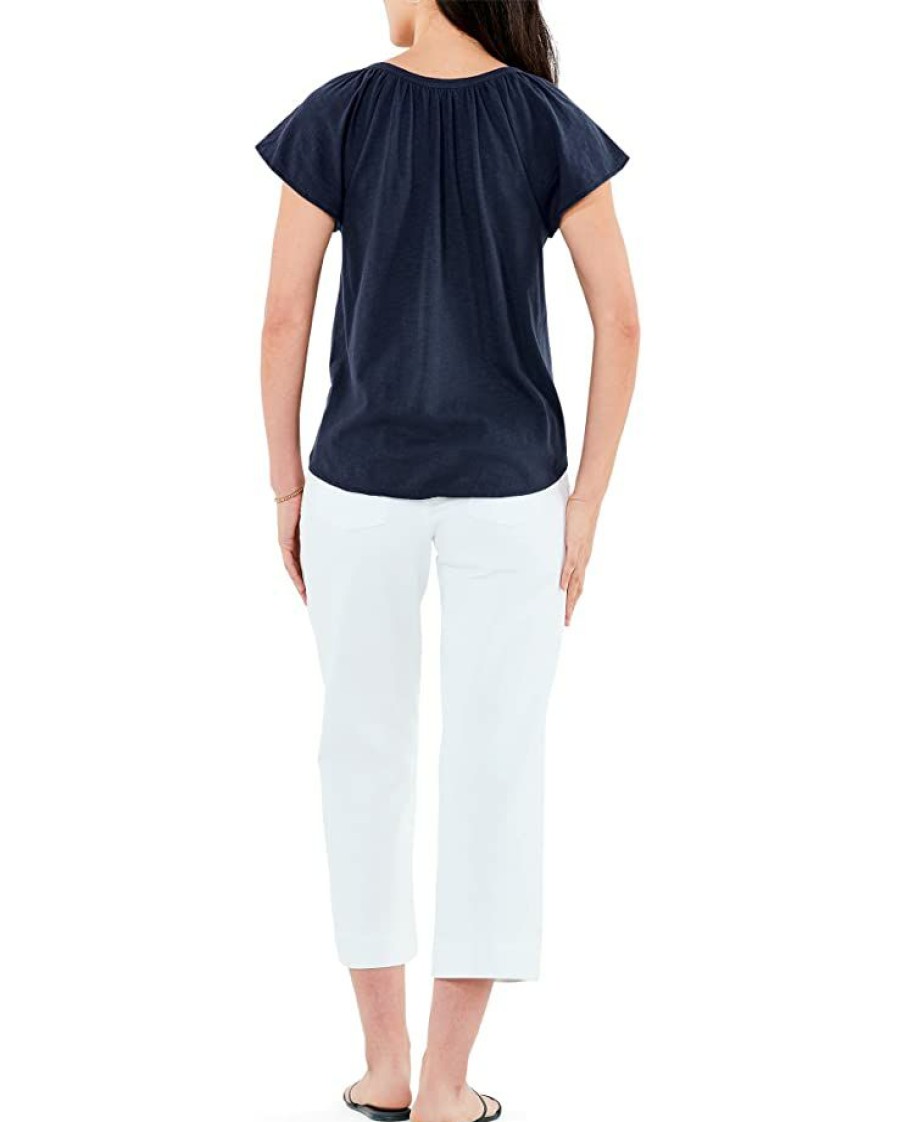 Clothing * | Nic+Zoe Shirts & Tops Flutter Sleeve Henley