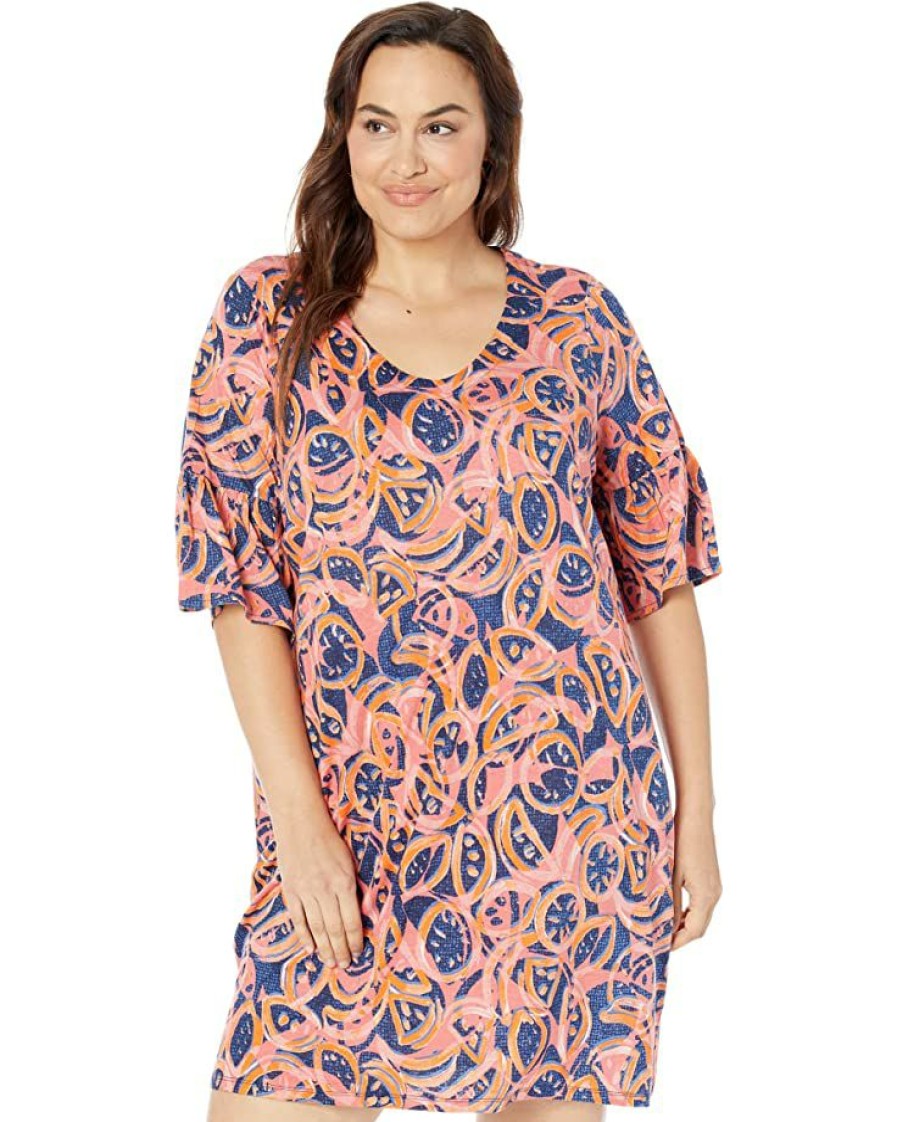 Clothing * | Nic+Zoe Dresses Plus Size Fruit Toss Dress Orange Multi