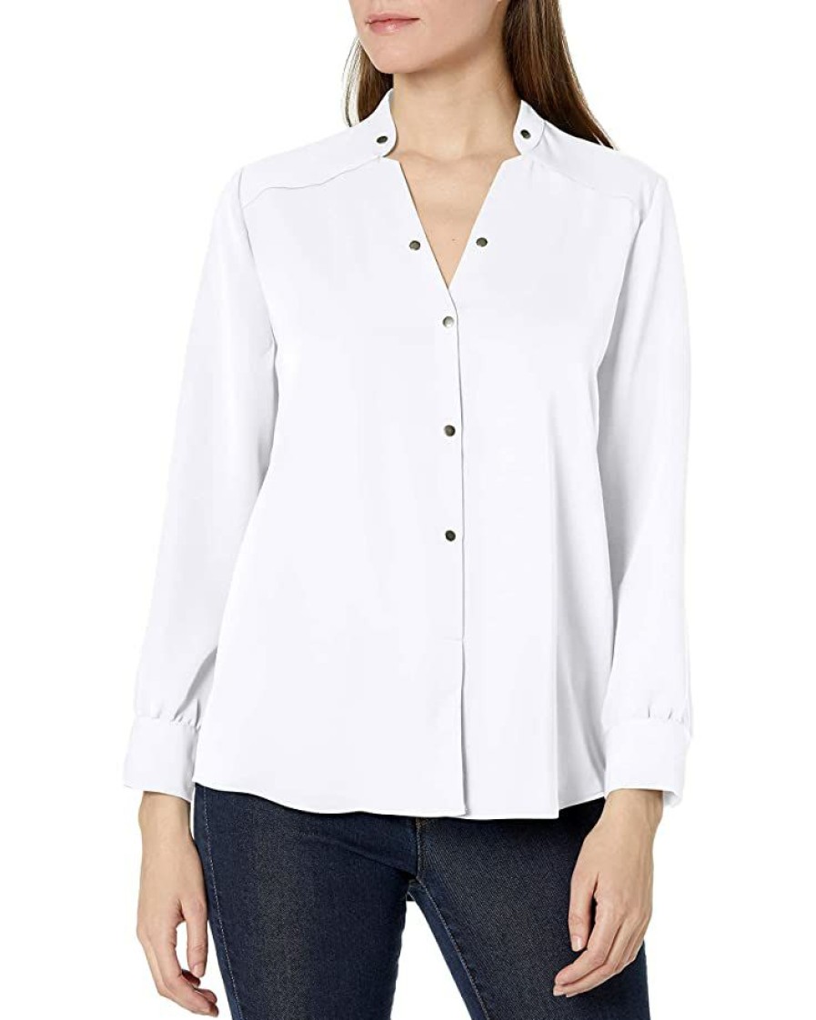 Clothing * | Shirts & Tops Nic+Zoe Women'S Spring Stud Shirt Paper White