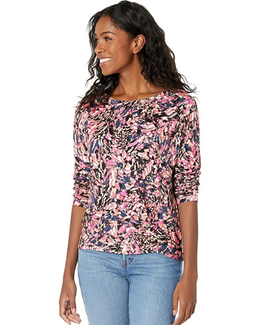 Clothing * | Nic+Zoe Shirts & Tops Petite Kaleidoscope Top Pink Multi