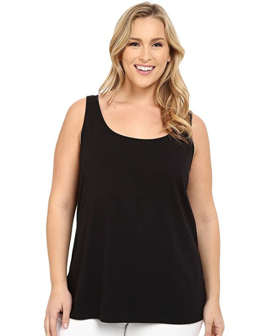 Clothing * | Nic+Zoe Shirts & Tops Plus Size Perfect Scoop Tank Black Onyx