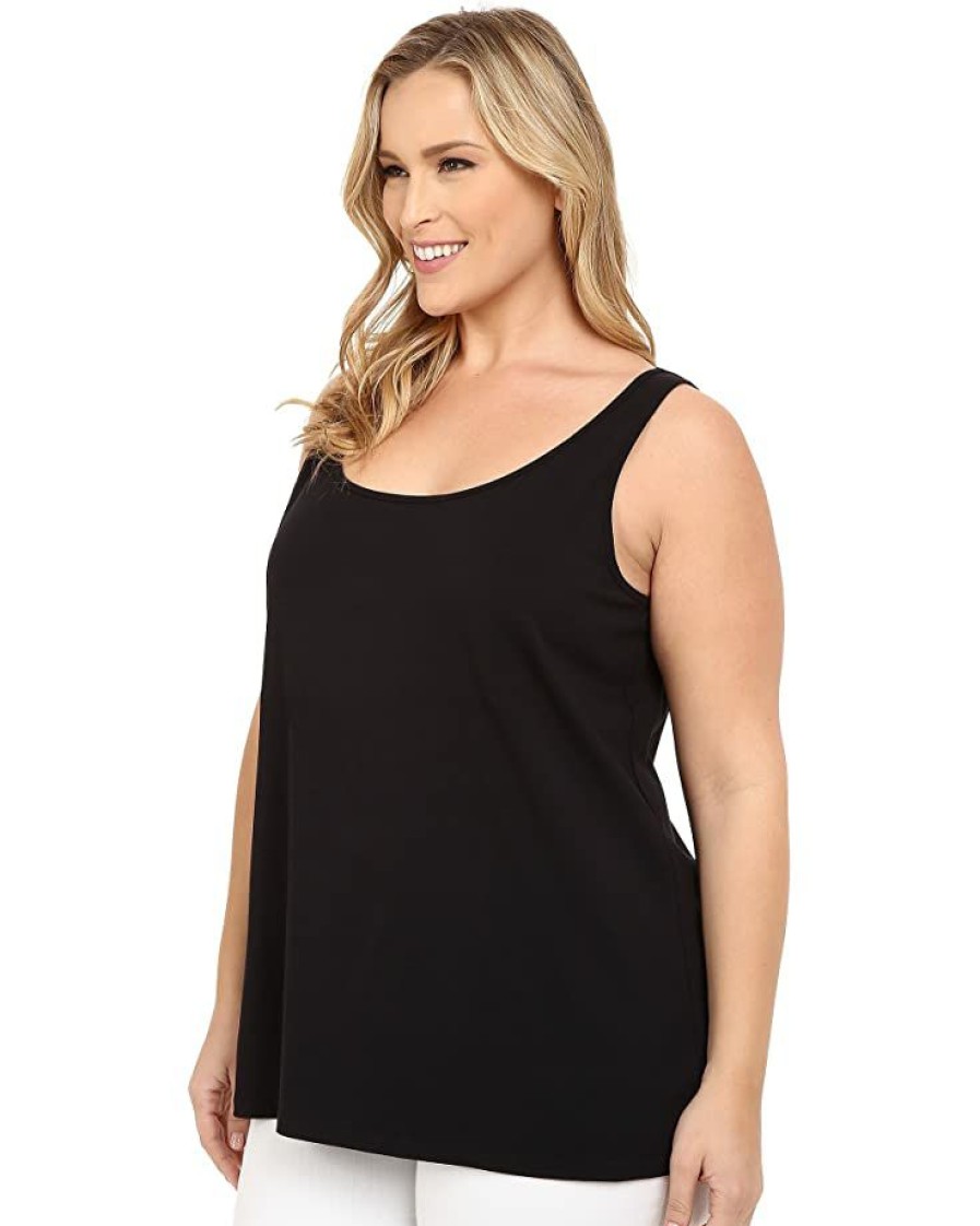 Clothing * | Nic+Zoe Shirts & Tops Plus Size Perfect Scoop Tank Black Onyx