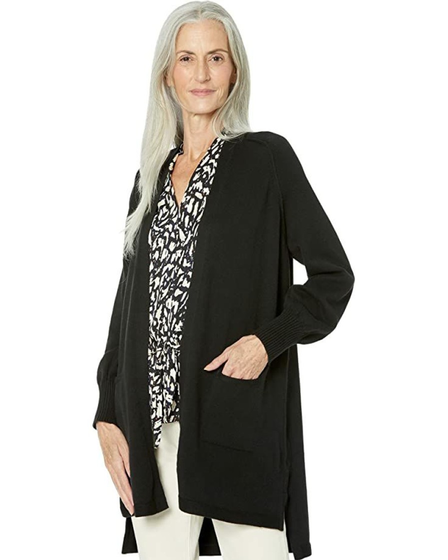 Clothing * | Nic+Zoe Sweaters Cozy Femme Cardigan Black Onyx