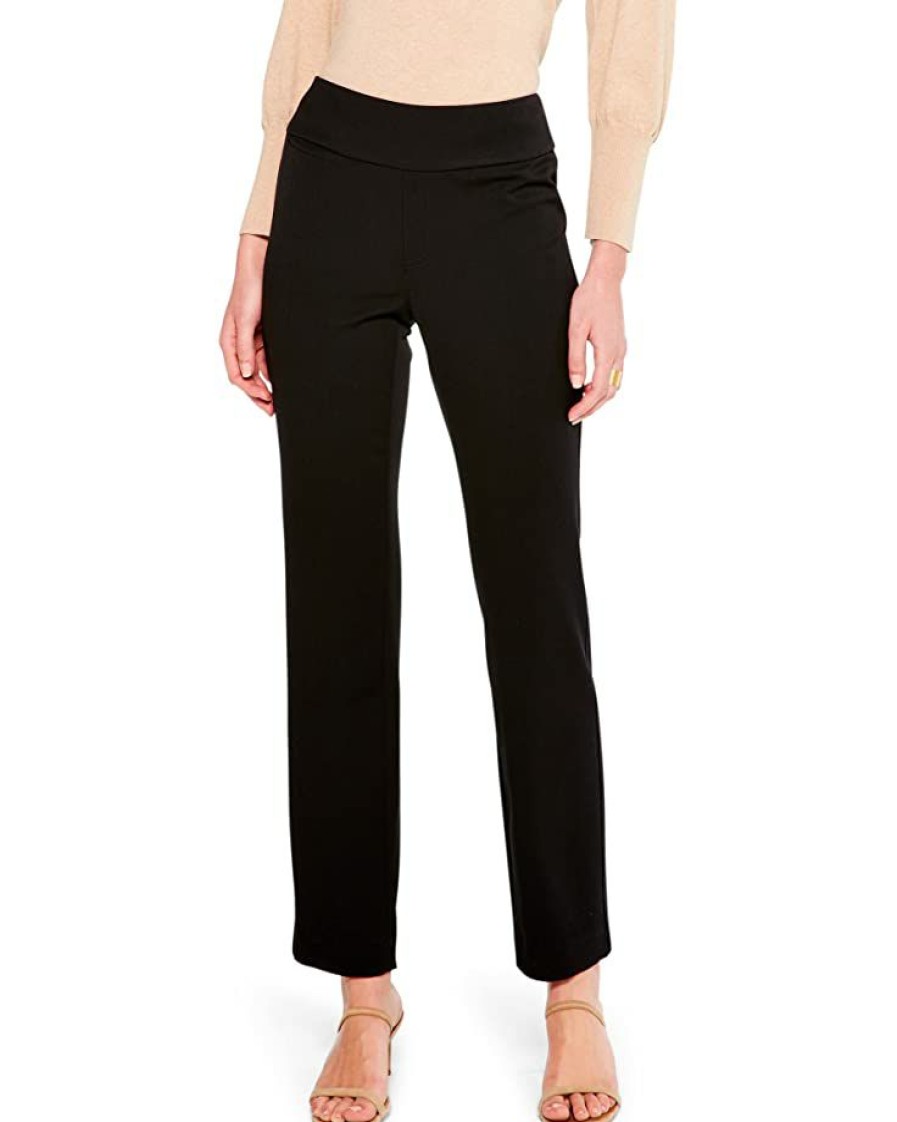 Clothing * | Nic+Zoe Pants Petite Work It Straight Leg Trousers Black Onyx