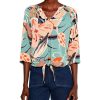 Clothing * | Nic+Zoe Shirts & Tops Petite Artful Floral Live In Tie Top Green Multi